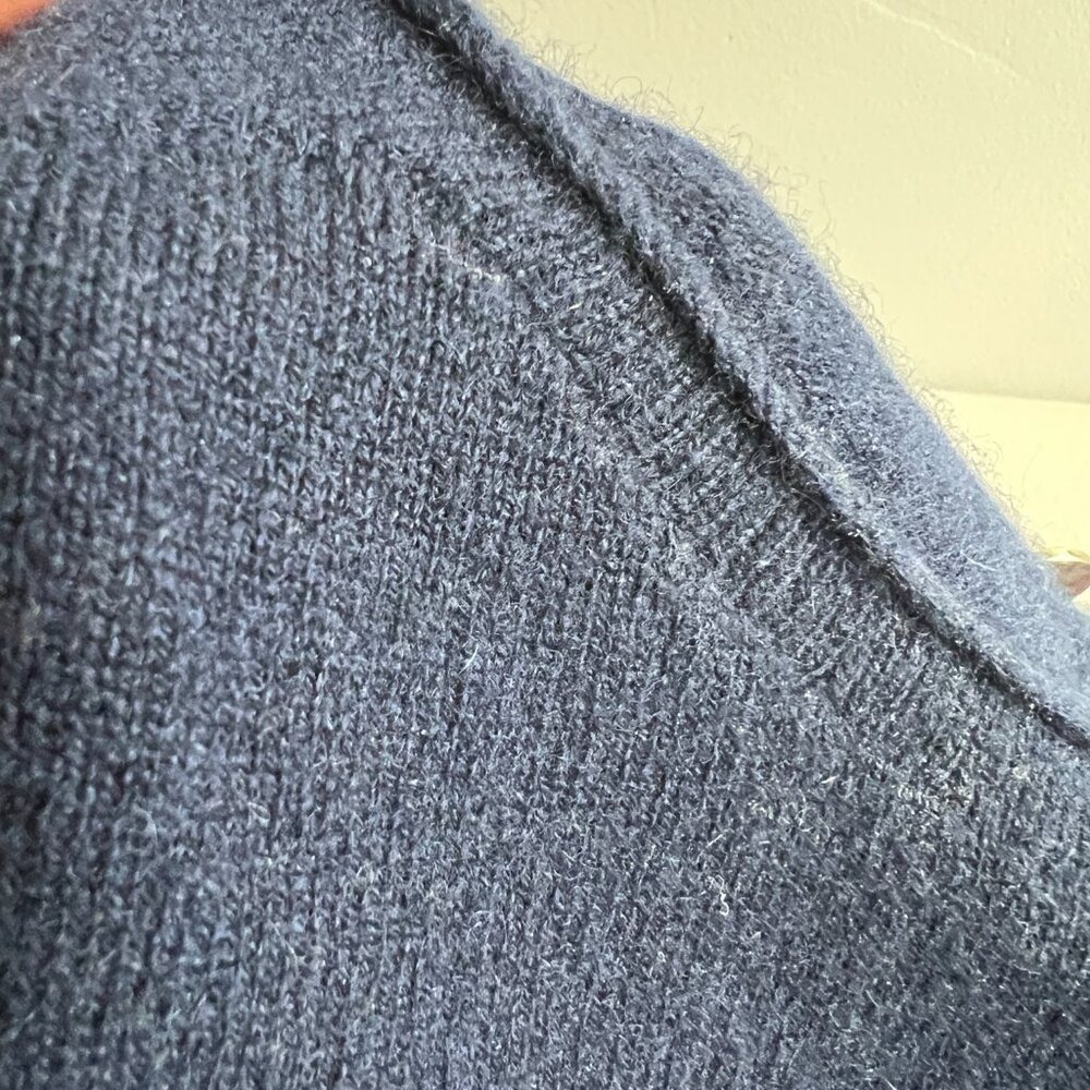Margaret O'Leary Navy 100% Cashmere Crew Neck Long Sleeve Sweater - Picture 7 of 7